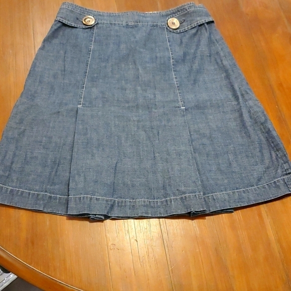 J. Jill Dresses & Skirts - J. Jill Jean Skirt Size 6P Denim Knee Length A-Line Skirt W/ Great Button Detail